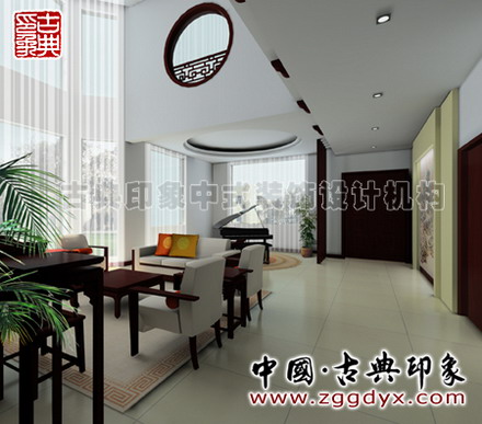 中式现代装修别墅客厅另一角度