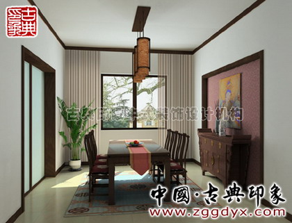 现代中式装修风格别墅餐厅